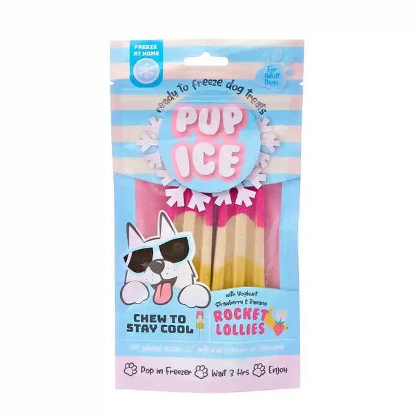 Pup ice cream ( rocket lollies,  yoghurt strawberry and banana 
