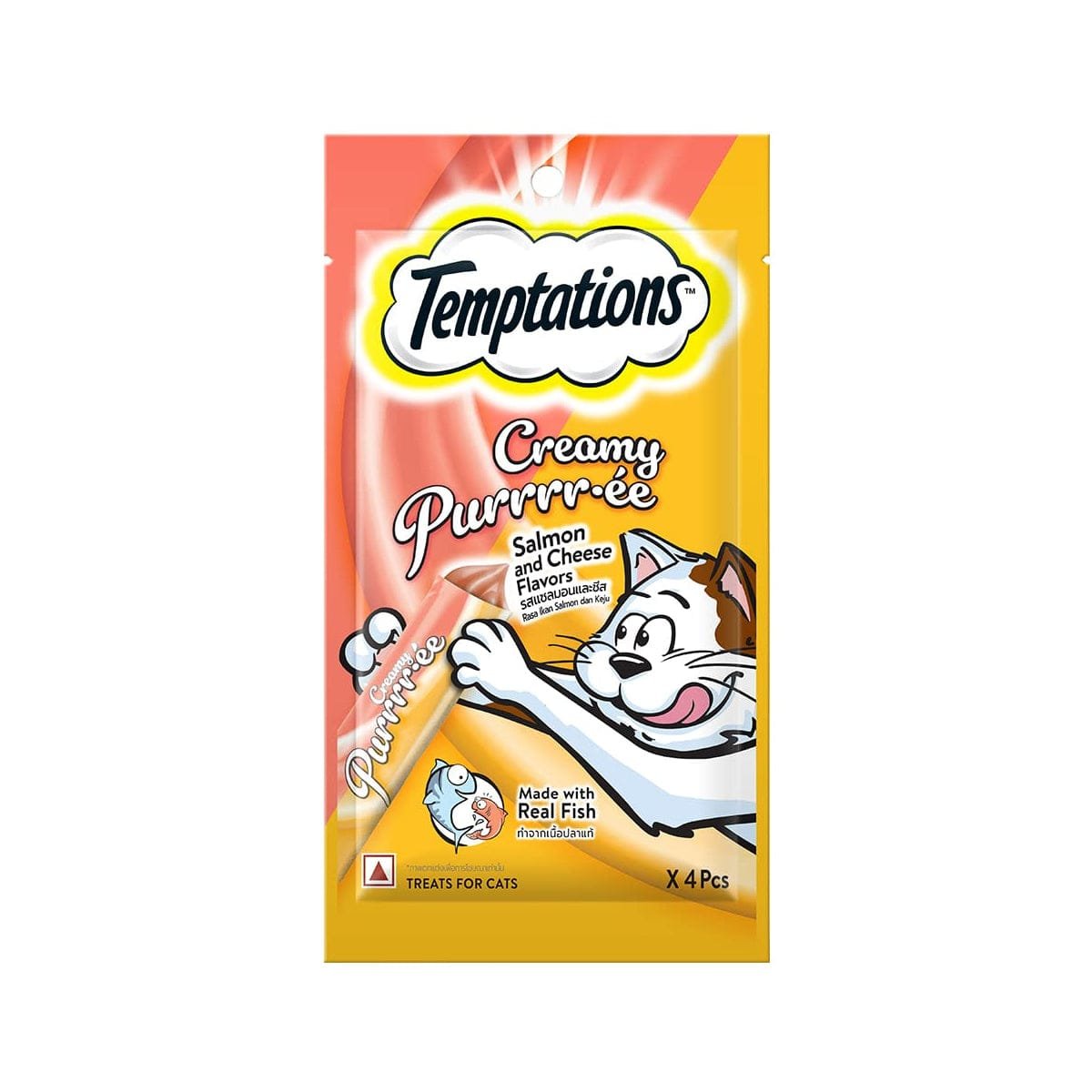 Temtations creamy purrrr.èe salmon and cheese flavour 