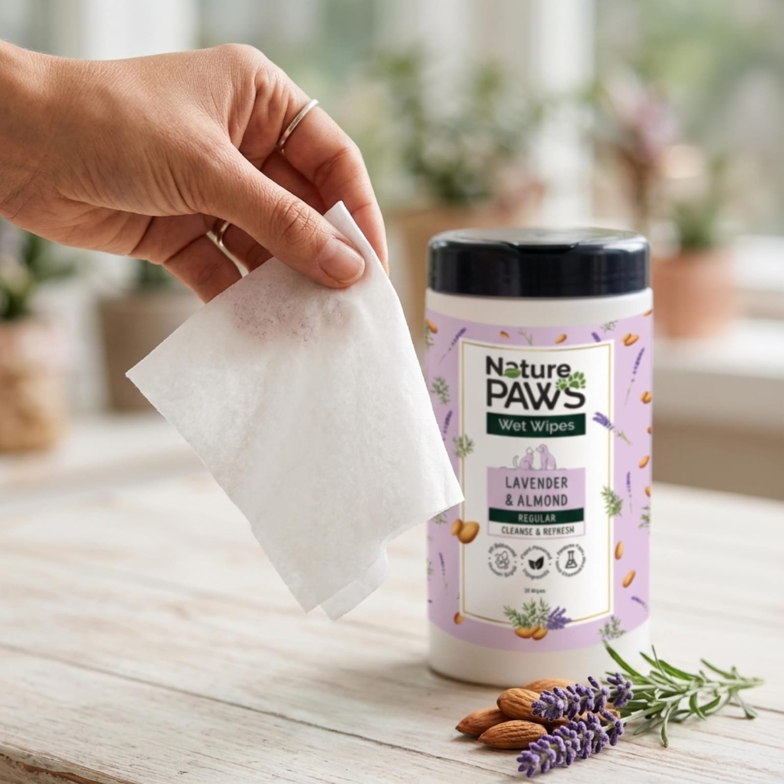 NATURE PAWS WET WIPES LAVENDER AND ALMOND 